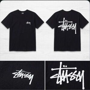 Stussy Black T-Shirt with White Logo Graphics